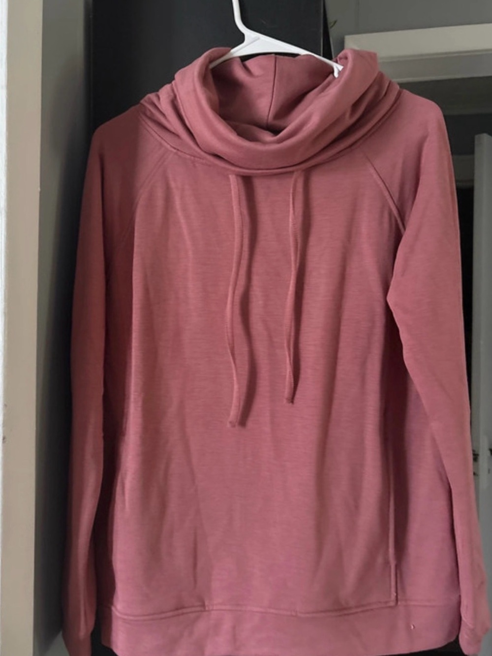Weatherproof Cowl Neck Pullover Hoodie in Dusty Rose